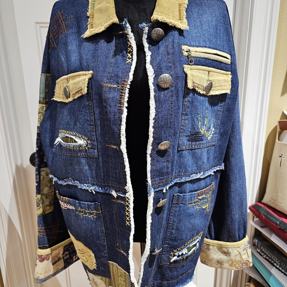 Double D Ranch Denim Jacket With Accents - Size XL